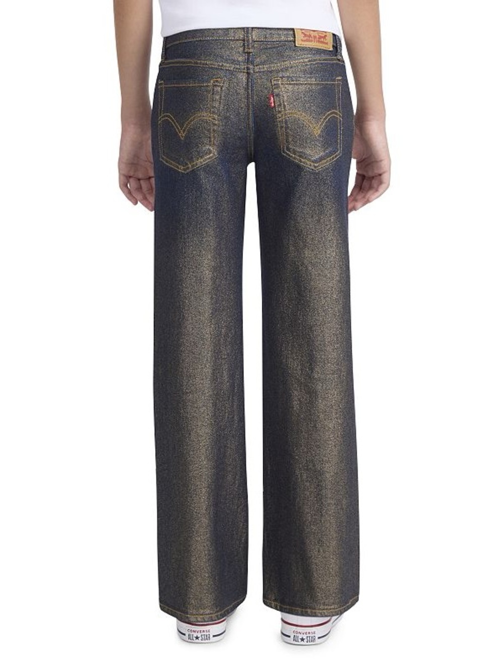 NWT Levi’s Girls Wide Leg Gold Foil Jeans - Picture 6 of 11